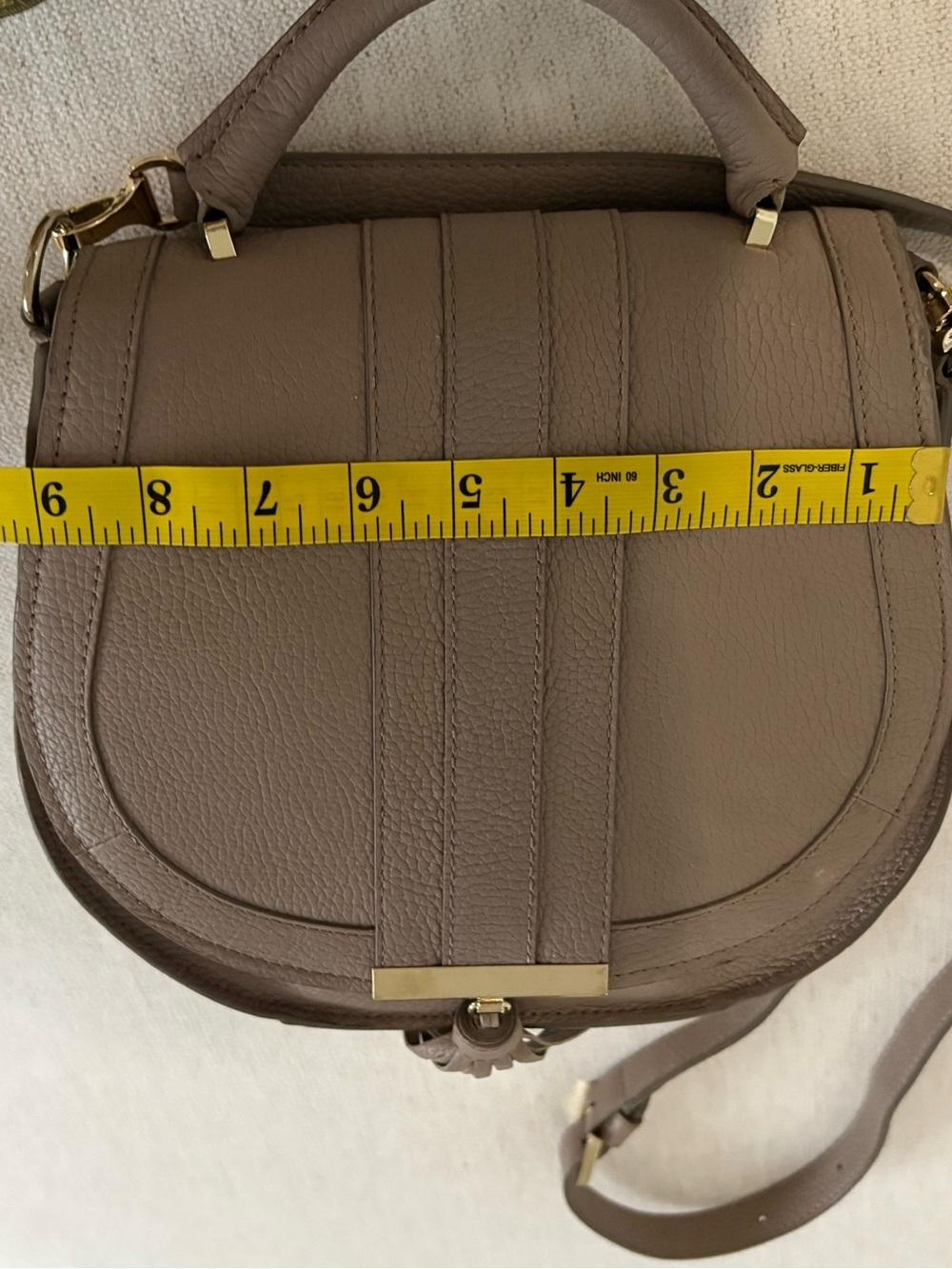 DeMellier Shoulder Crossbody Hand Bag Pebbled  Leather Khaki Color